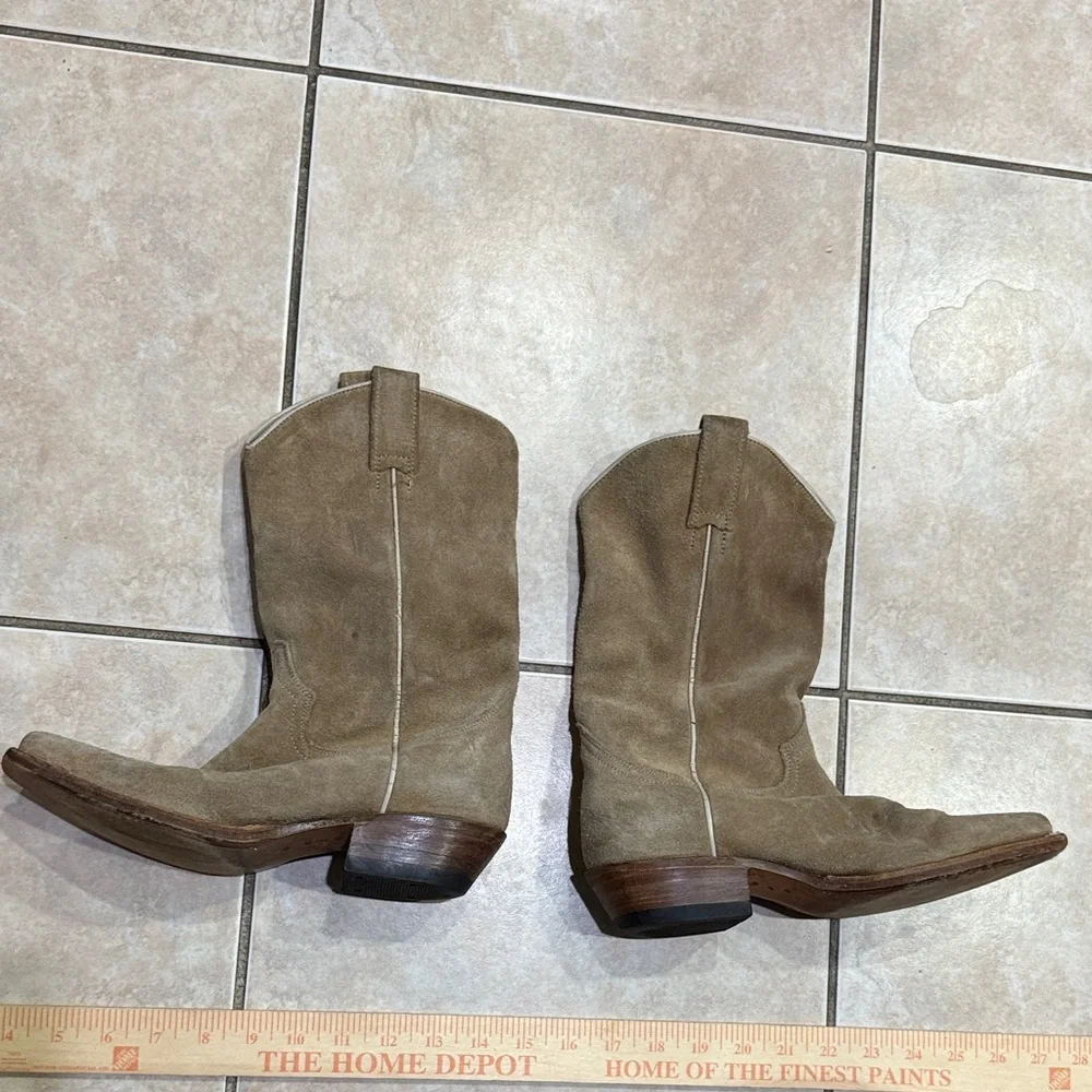 Dr Adams classic cowboy pull on Tan Heeled Boots real leather - Picture 1 of 12